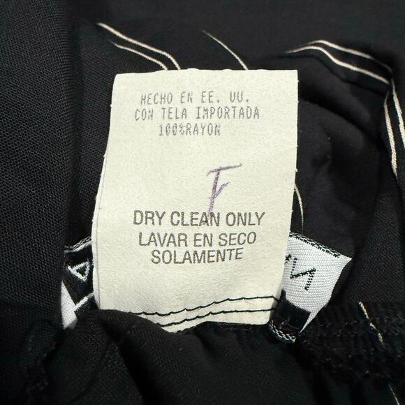 1990s Vintage Wrap Midi Skirt Abstract Stripe Print Womens Sz Small Black Cream - Picture 7 of 9